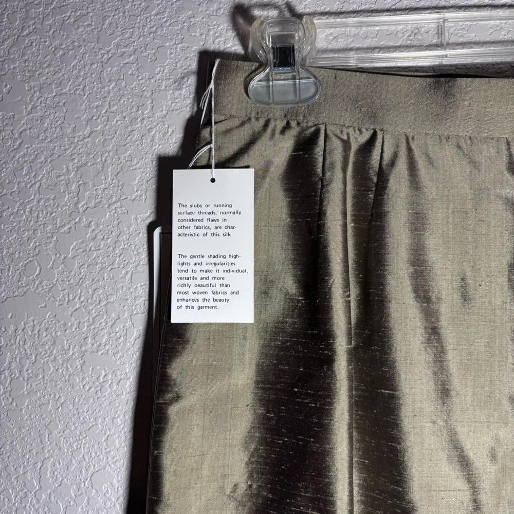Vintage Carlisle Antique Gold 100% Silk Crop Tank Top And Matching Pencil Skirt - Picture 7 of 9